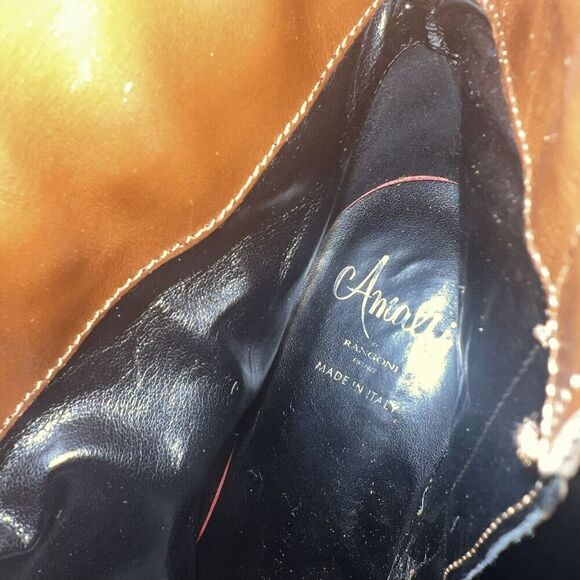 Amalfi By Rangoni Cognac Brown Longobarda Heeled Ankle Boots 8.5 Mod - Picture 12 of 12